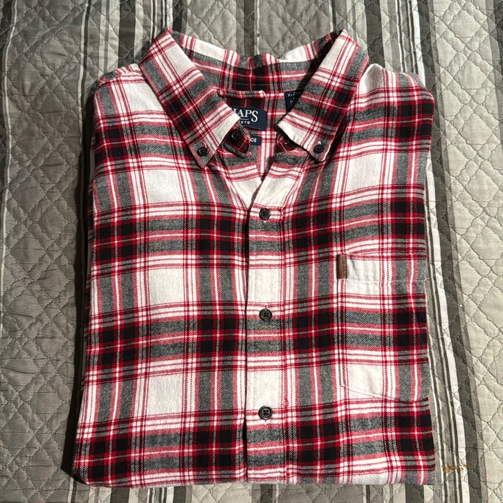 Chaps Men Performance Flannel Plaid Long Sleeve B… - image 1